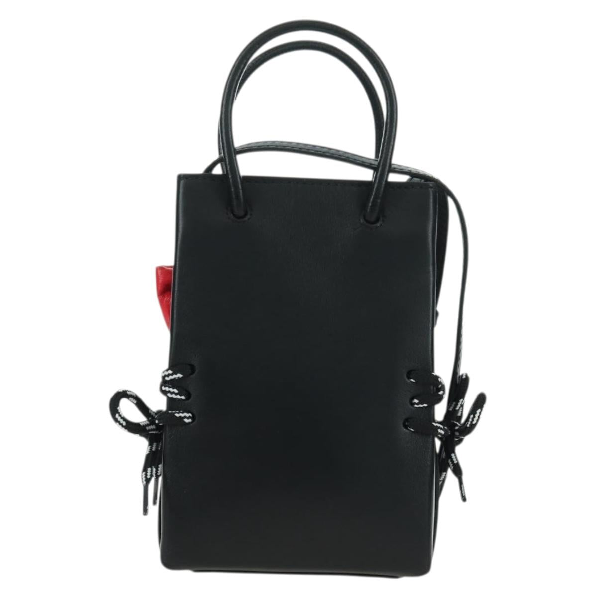 BALENCIAGA × Sanrio Hello Kitty Hand Bag Leather 2way Black 619043 Auth 167250SM