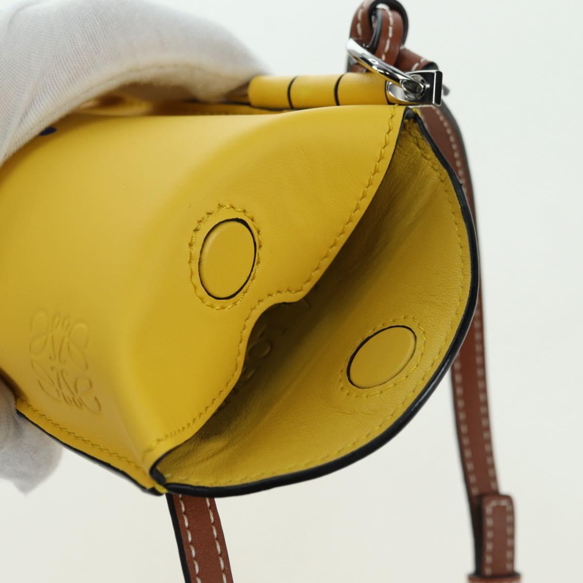 LOEWE × Studio Ghibli Gate Pocket Medium Totoro Bag Leather Yellow Auth 167254SM