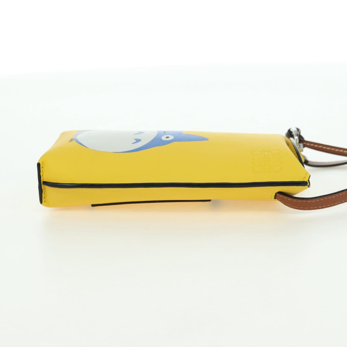LOEWE × Studio Ghibli Gate Pocket Medium Totoro Bag Leather Yellow Auth 167254SM