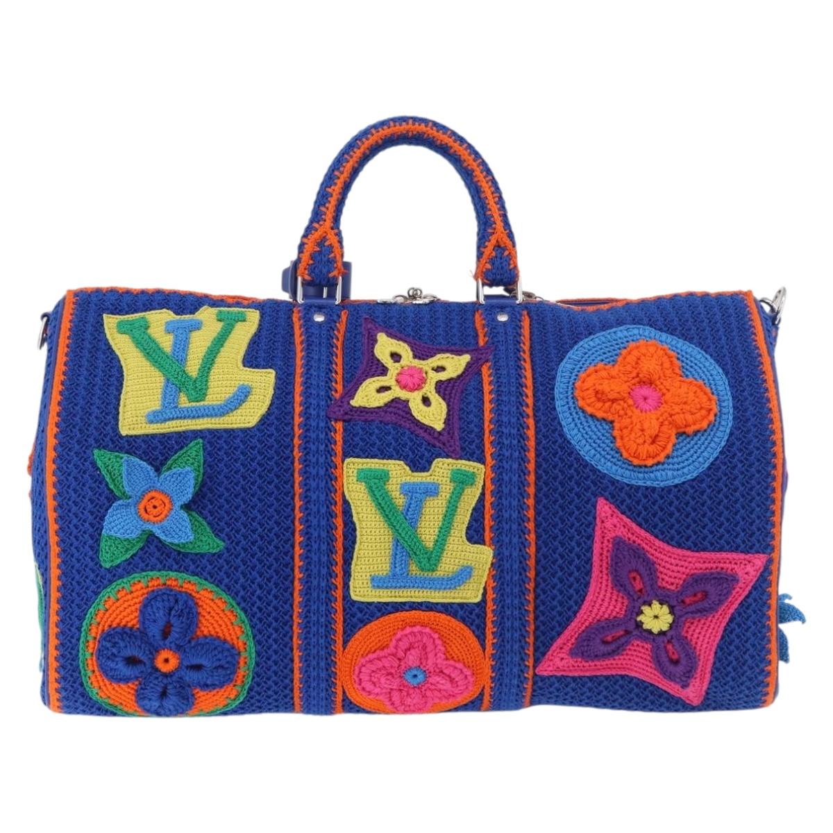 LOUIS VUITTON Monogram Flower Keepall Bandouliere 50 Blue M21895 Auth 167265SM