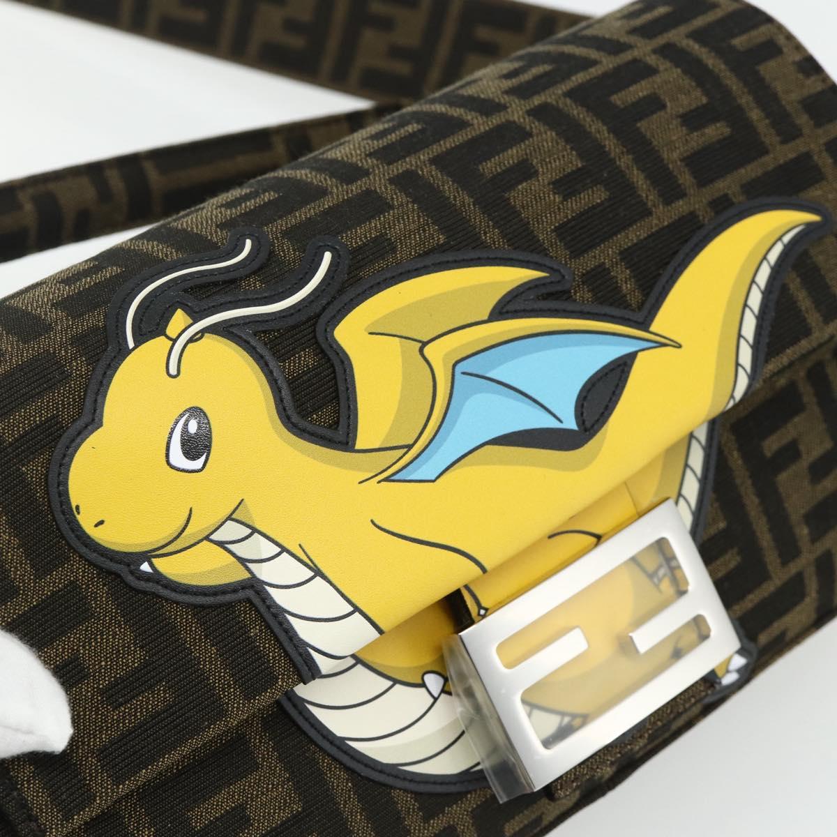 FENDI Zucca Canvas FRGMT x POKÉMON Mamma Baguette Dragonite Black Auth 167269SM