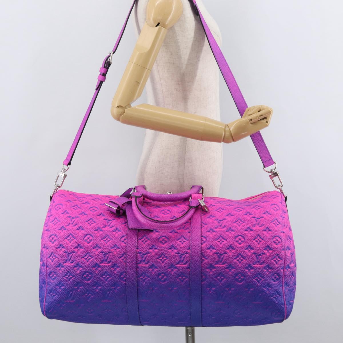 LOUIS VUITTON Taurillon Illusion Keepall Bandouliere 50 M59713 LV Auth 167272SM