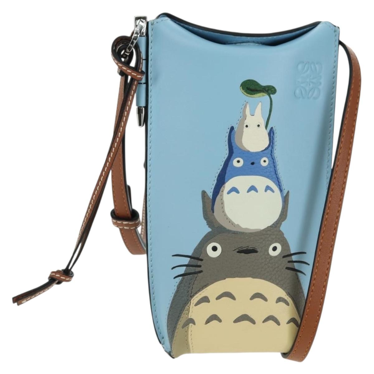 LOEWE × Ghibli My Neighbor Totoro Gate Pocket Leather Light Blue Auth 167291SM