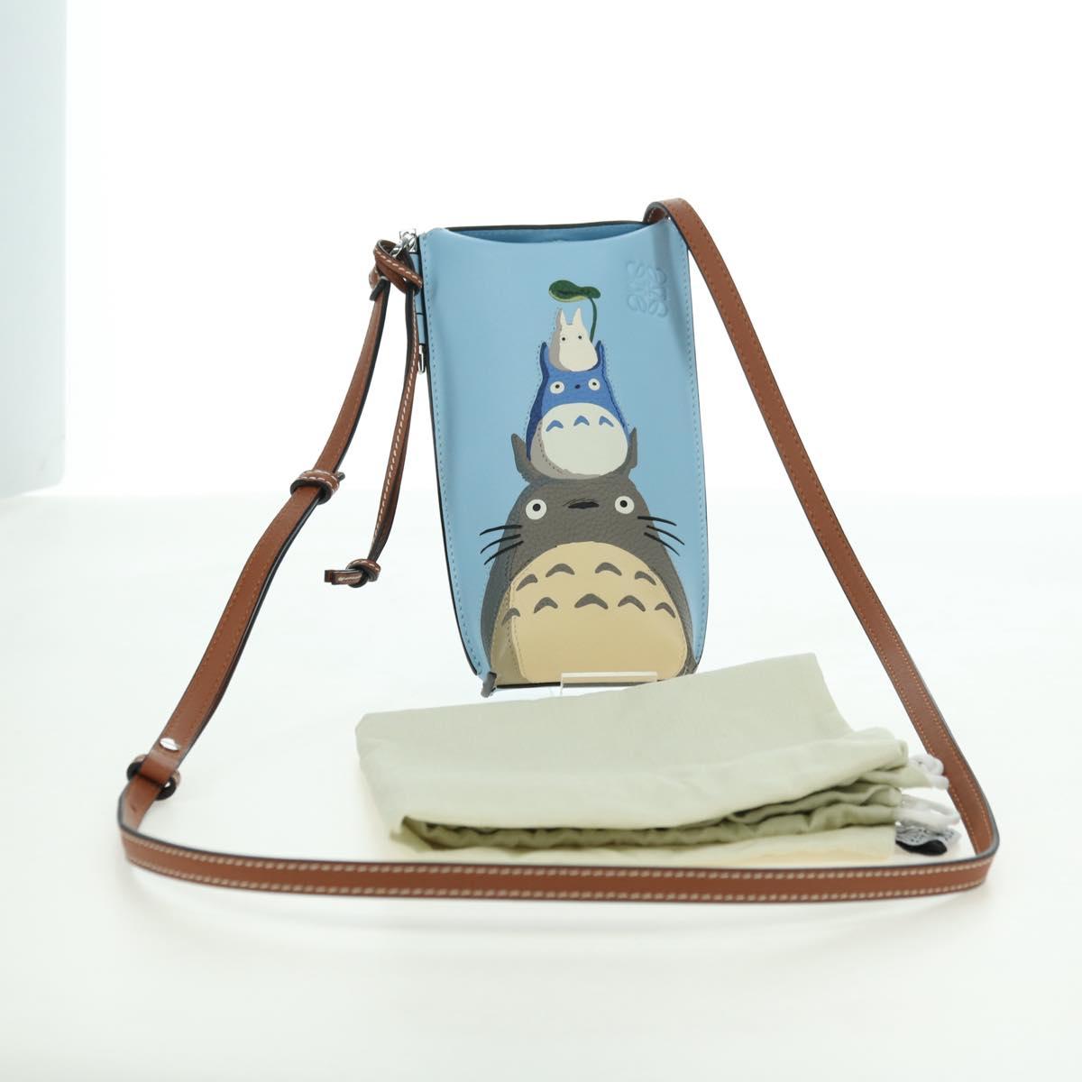LOEWE × Ghibli My Neighbor Totoro Gate Pocket Leather Light Blue Auth 167291SM