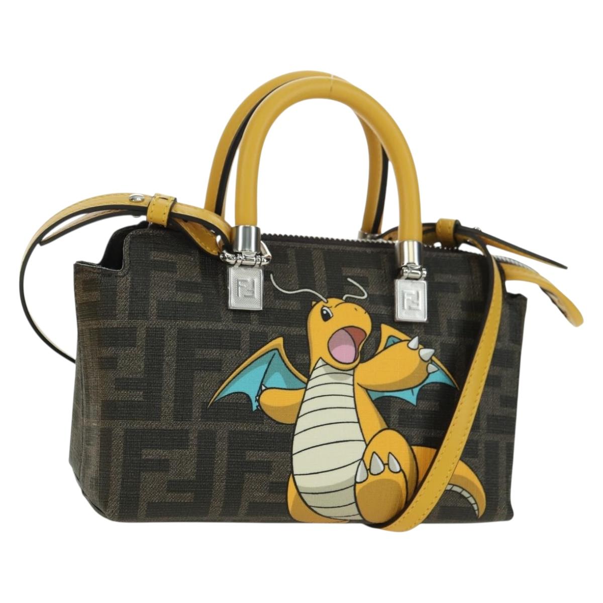 FENDI x FRGMT x POKÉMON Zucca Canvas By The Way Mini Dragonite Auth 167297SM