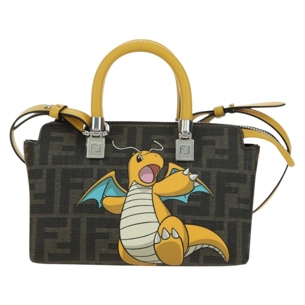FENDI x FRGMT x POKÉMON Zucca Canvas By The Way Mini Dragonite Auth 167297SM