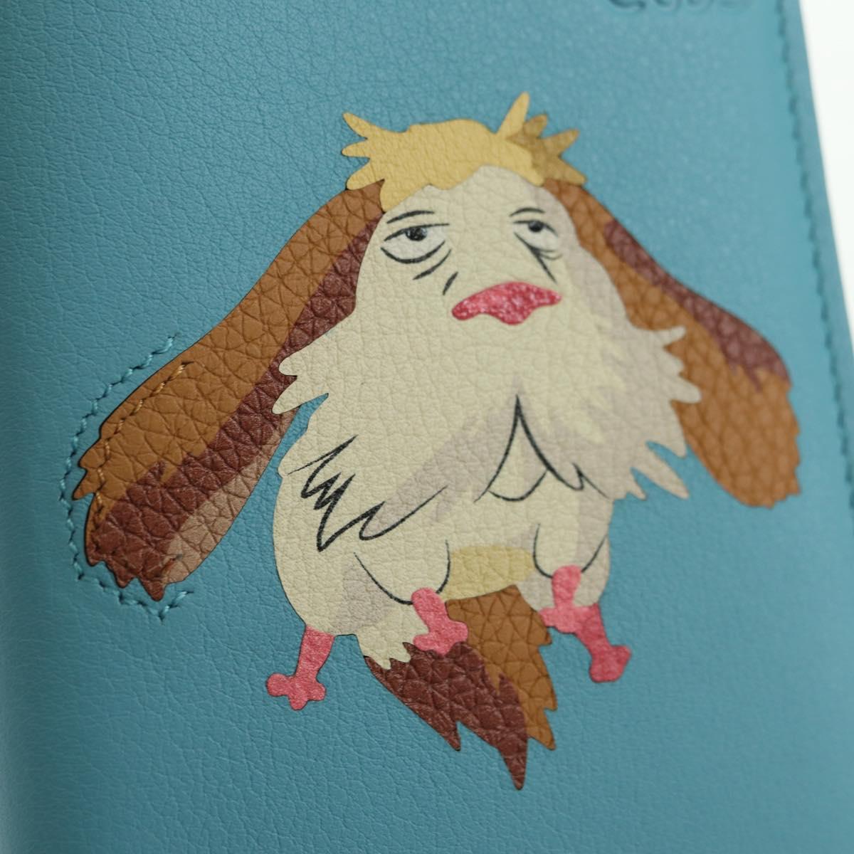 LOEWE × Ghibli Howl's Compact Zip Wallet Hin Leather Light Blue Auth 167304SM