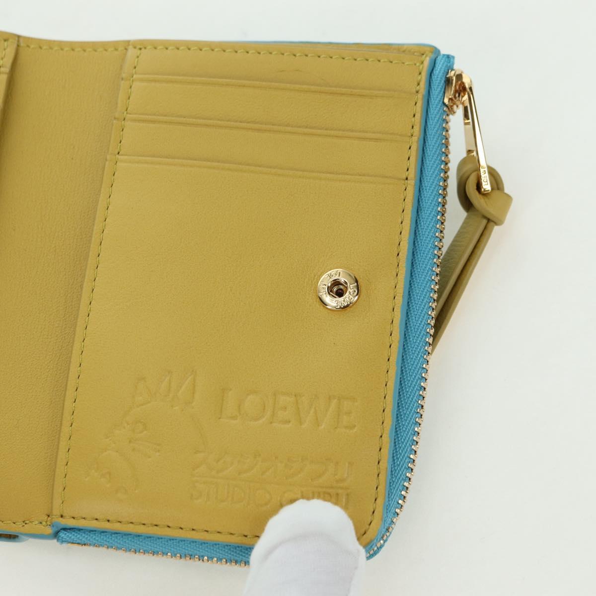 LOEWE × Ghibli Howl's Compact Zip Wallet Hin Leather Light Blue Auth 167304SM