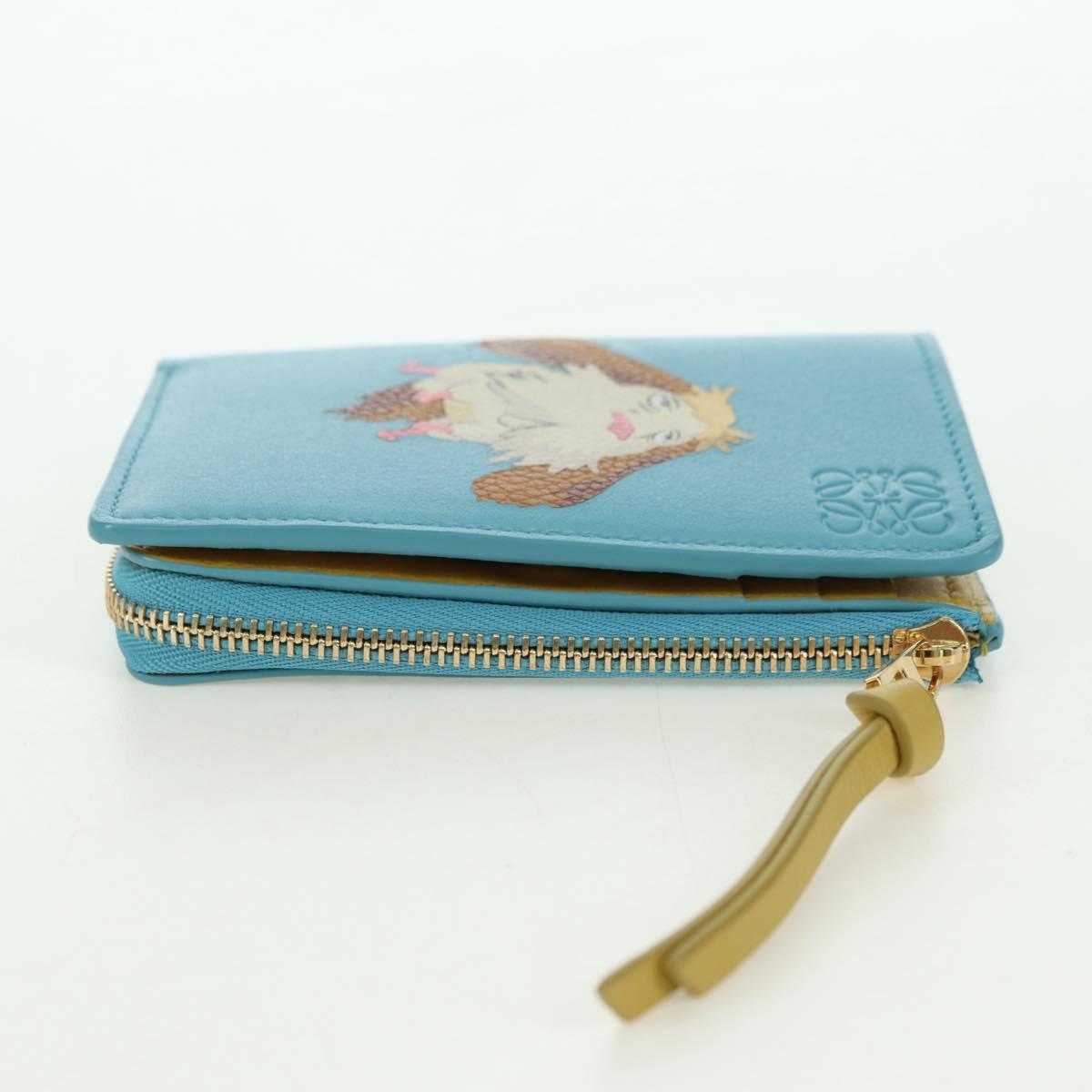 LOEWE × Ghibli Howl's Compact Zip Wallet Hin Leather Light Blue Auth 167304SM