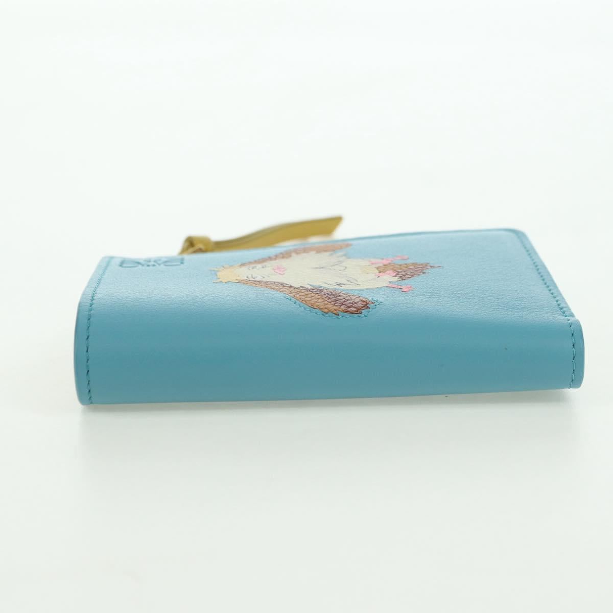 LOEWE × Ghibli Howl's Compact Zip Wallet Hin Leather Light Blue Auth 167304SM