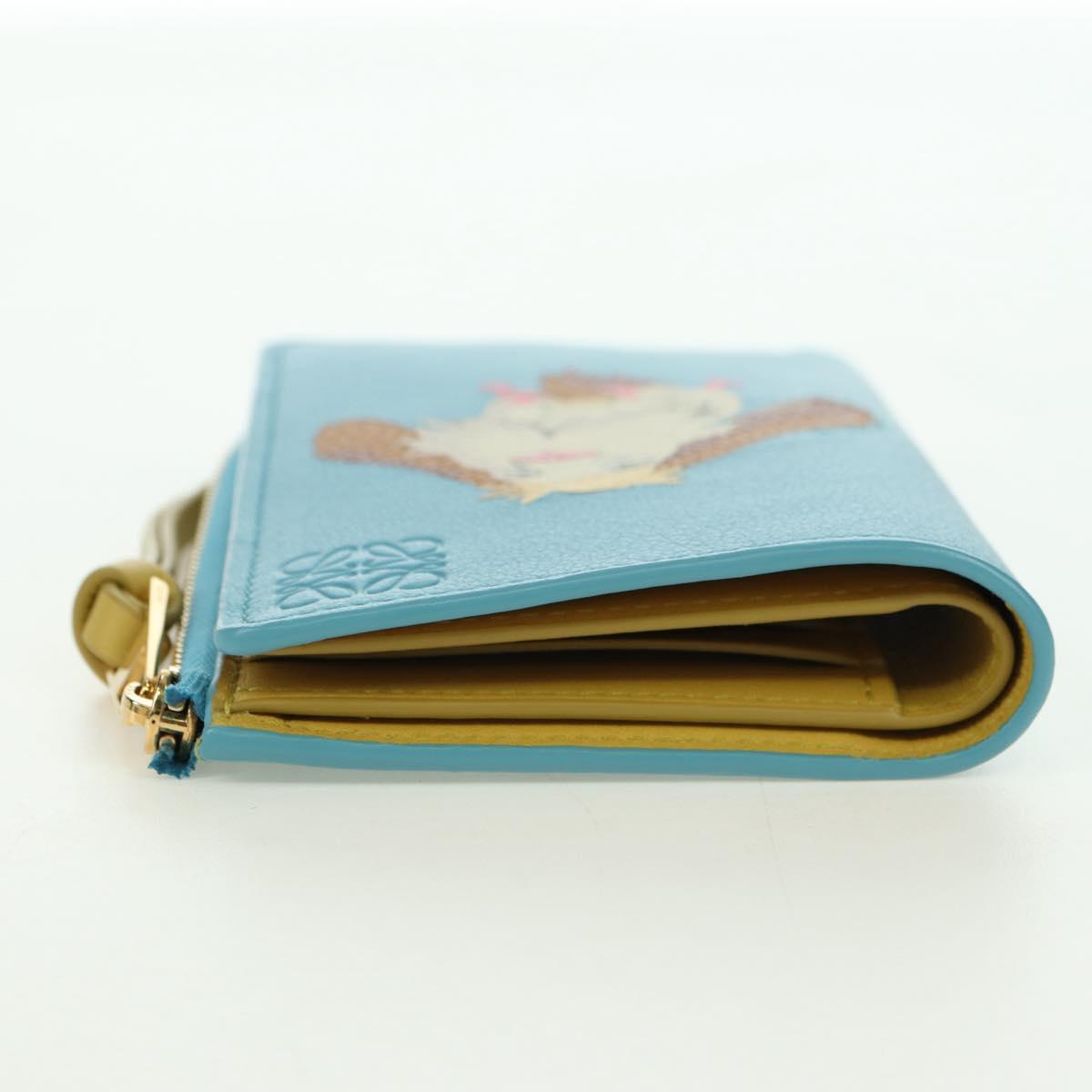 LOEWE × Ghibli Howl's Compact Zip Wallet Hin Leather Light Blue Auth 167304SM