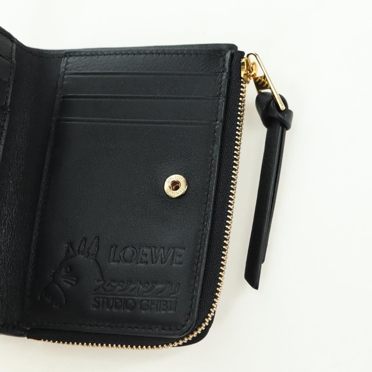 LOEWE × Ghibli Howl's Compact Zip Wallet Calcifer Leather Black Auth 167305SM