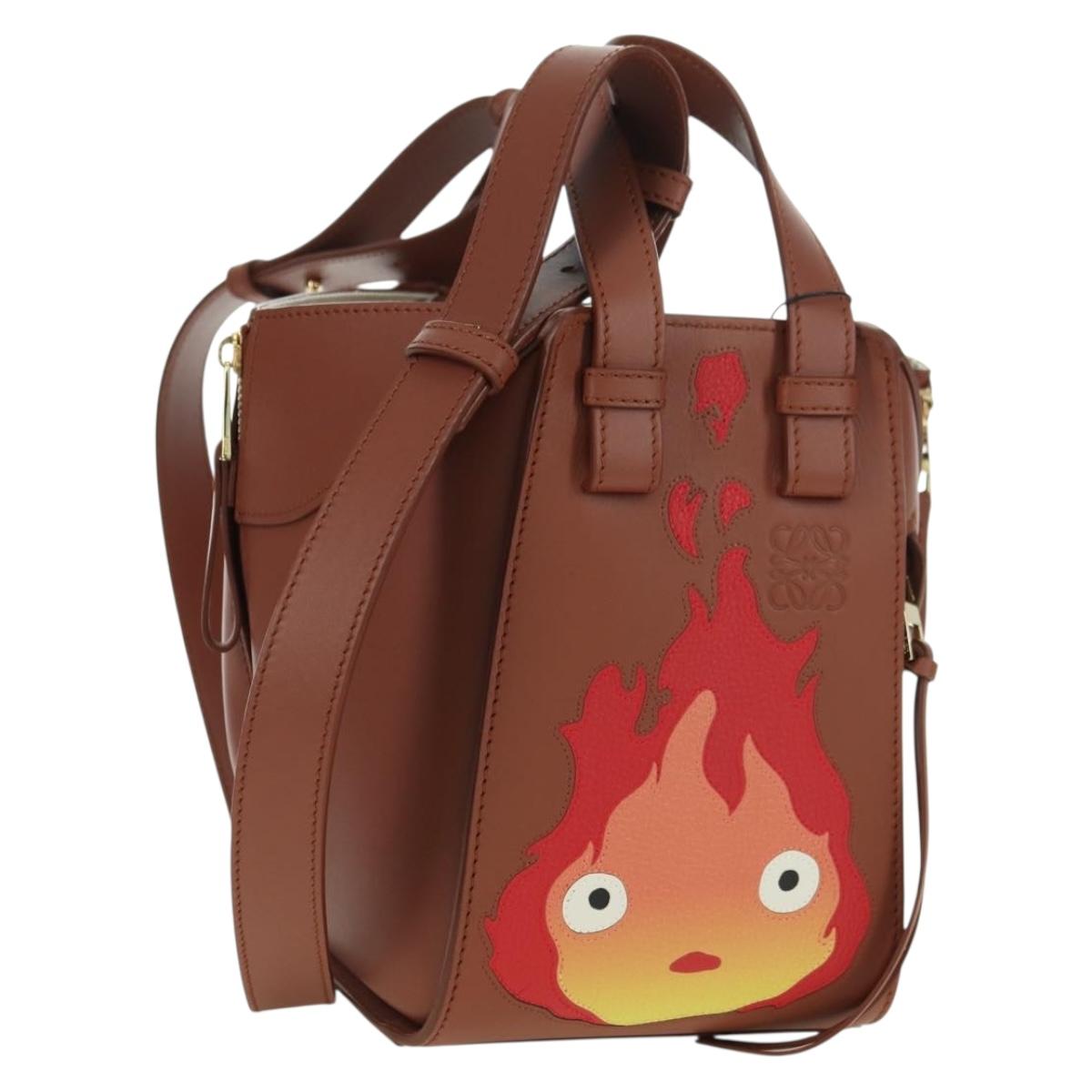 LOEWE ~ Ghibli Howl's Hammock Calcifer Bag Leather 2way Gold Auth 167309SM