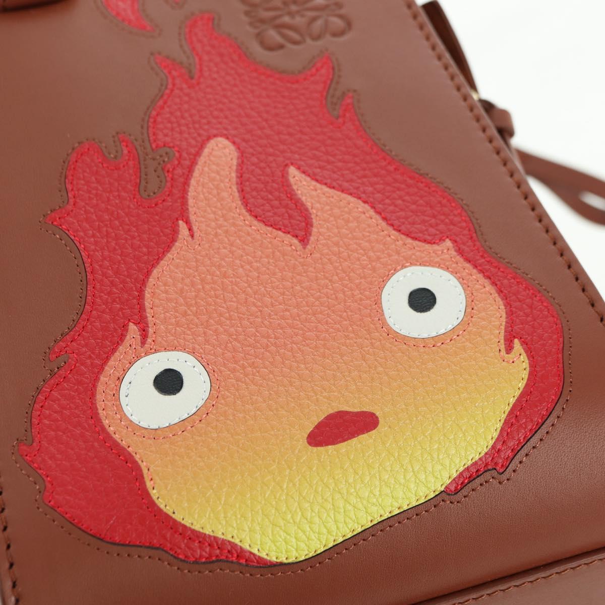 LOEWE ~ Ghibli Howl's Hammock Calcifer Bag Leather 2way Gold Auth 167309SM