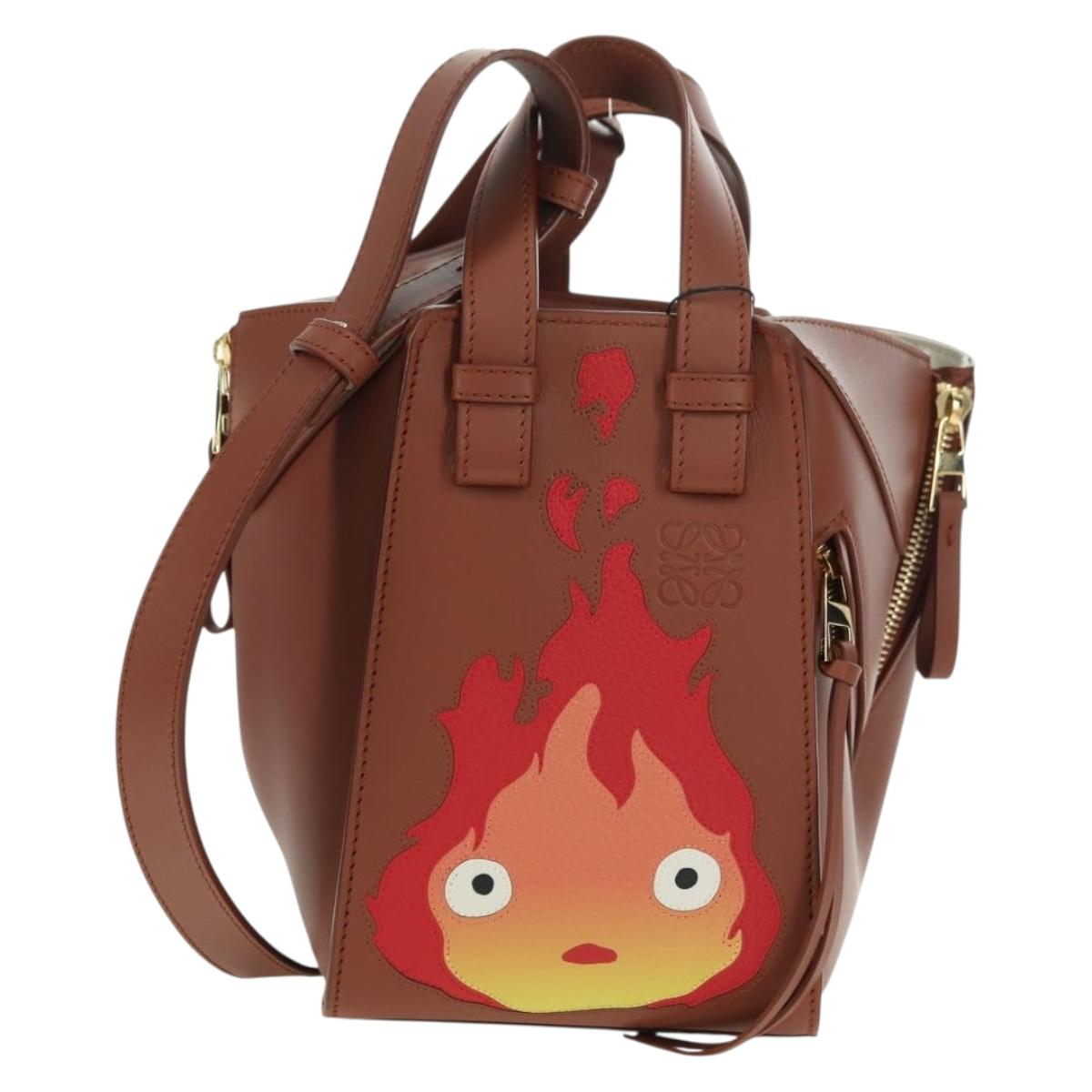 LOEWE ~ Ghibli Howl's Hammock Calcifer Bag Leather 2way Gold Auth 167309SM