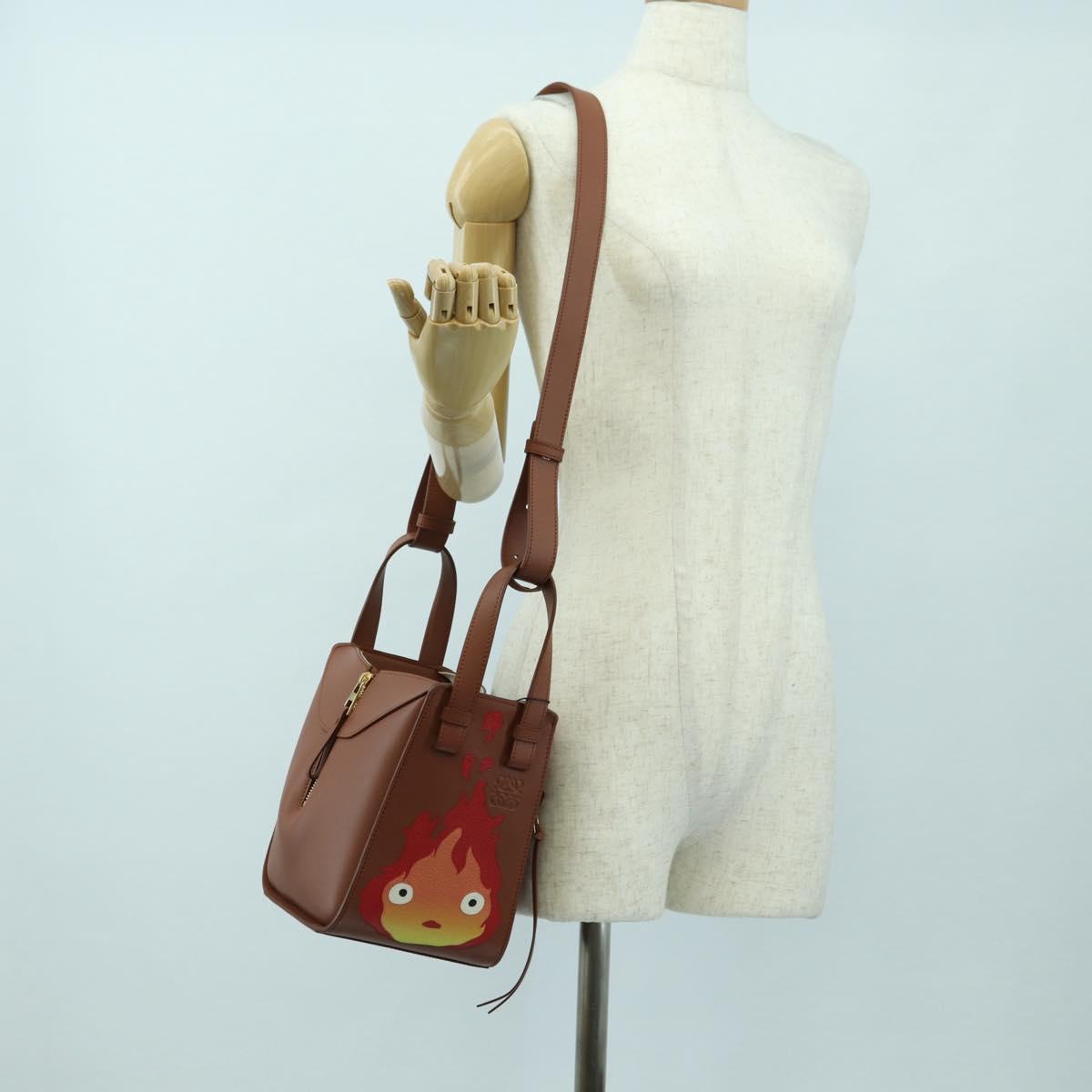 LOEWE ~ Ghibli Howl's Hammock Calcifer Bag Leather 2way Gold Auth 167309SM