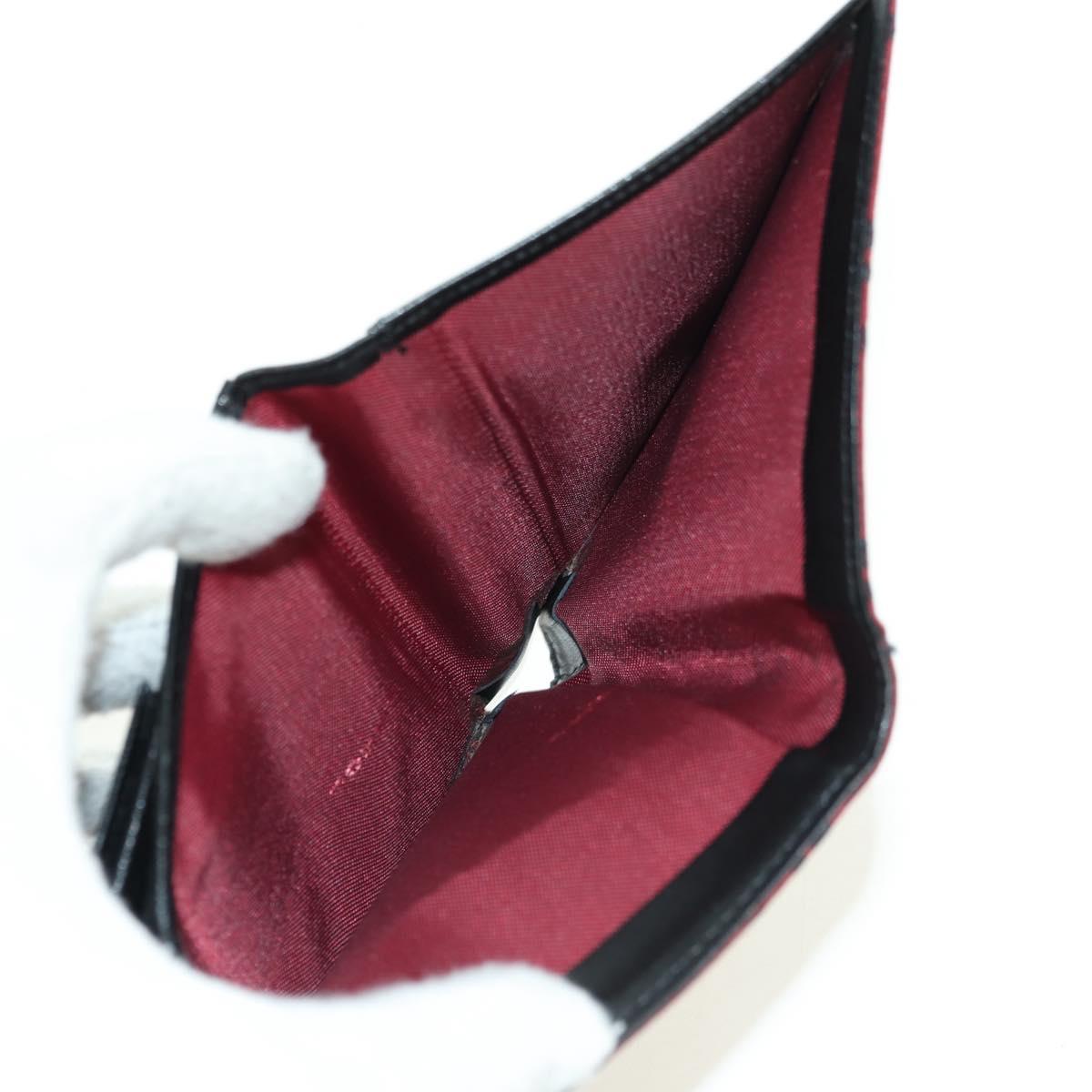 FENDI Zucchino Canvas Bifold Wallet Red Silver Auth 167310A