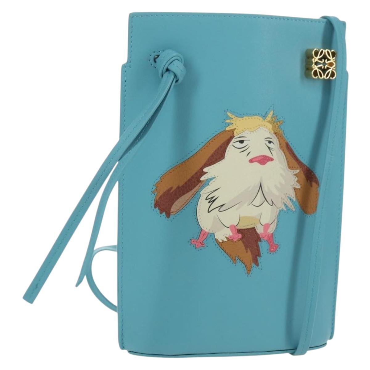 LOEWE ~ Ghibli Howl's Moving Castle Dice Pocket Hin Leather Blue Auth 167311SM