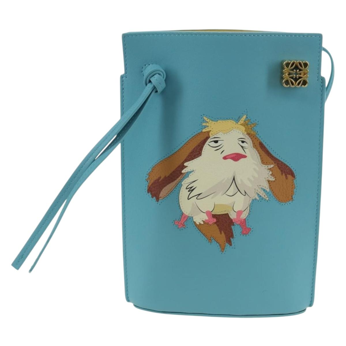 LOEWE ~ Ghibli Howl's Moving Castle Dice Pocket Hin Leather Blue Auth 167311SM