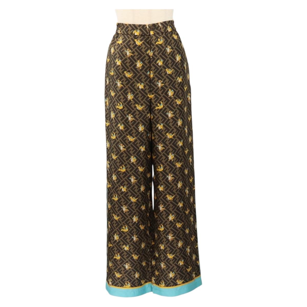 FENDI FENDI x FRGMT x POKÉMON Zucca Canvas Pants Black Brown Auth 167324SAM