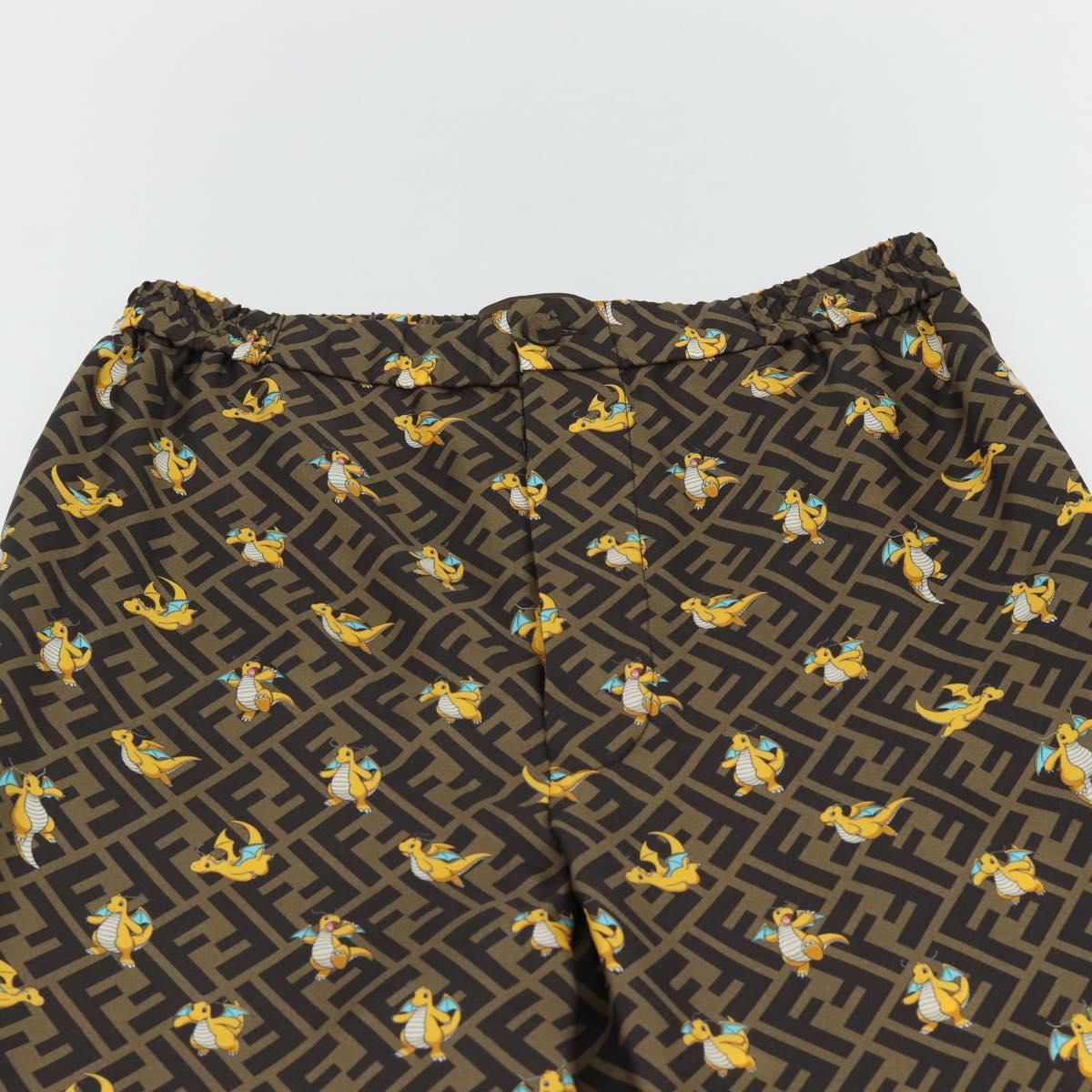 FENDI FENDI x FRGMT x POKÉMON Zucca Canvas Pants Black Brown Auth 167324SAM