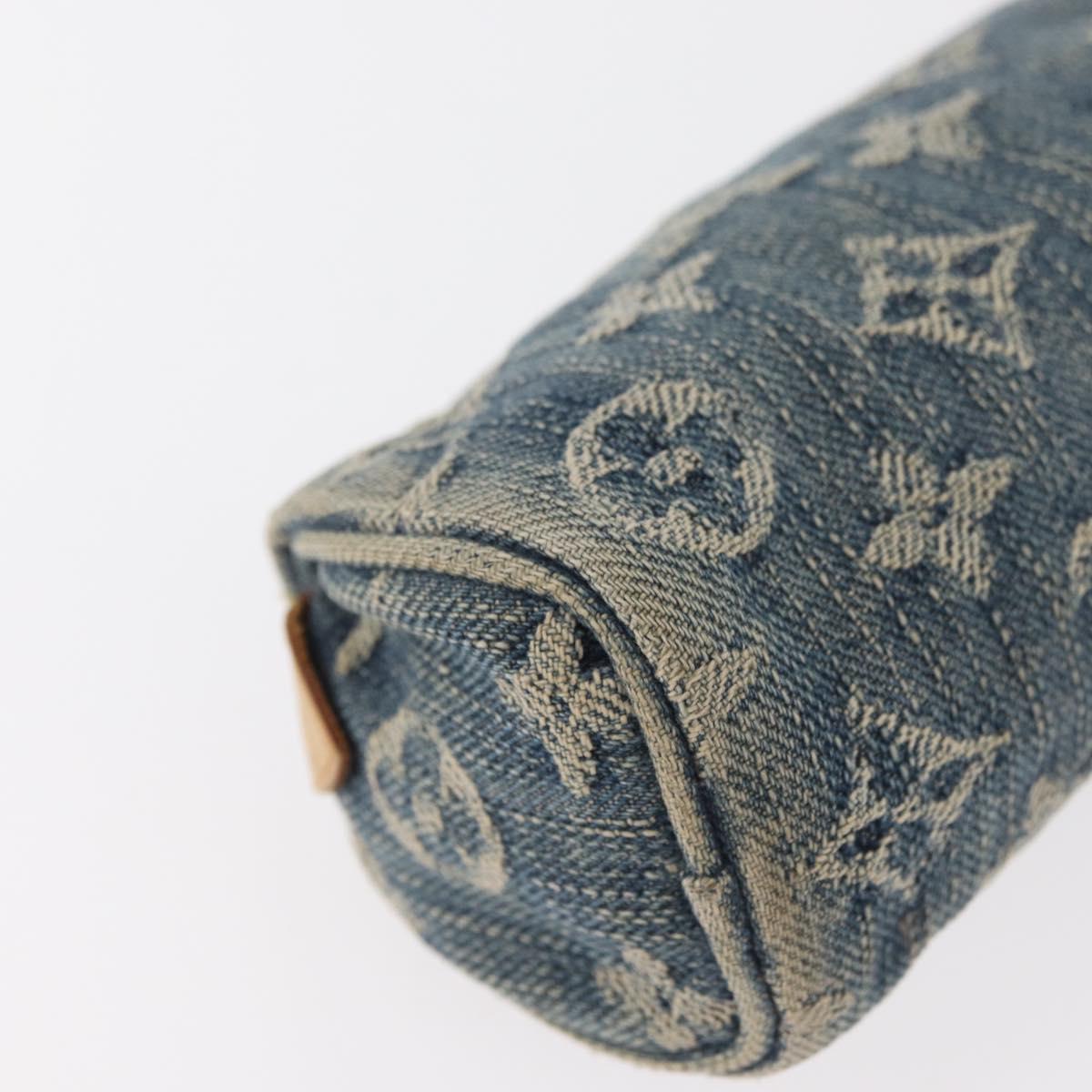 LOUIS VUITTON Monogram denim Trousse Speedy PM Pouch Blue M95082 LV Auth 167325A