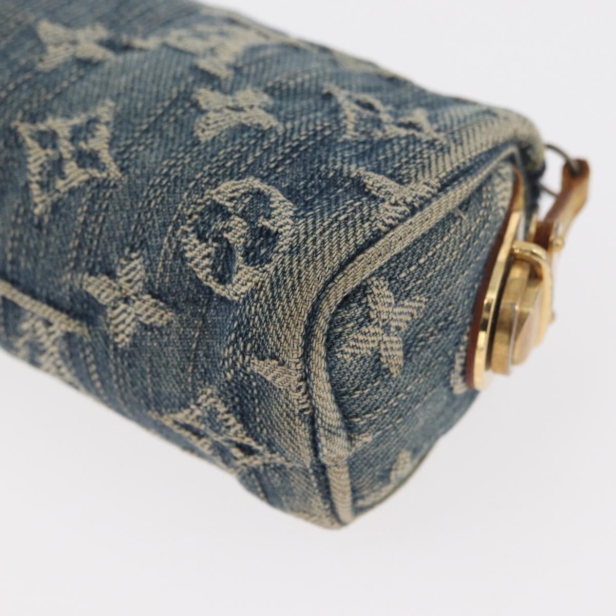LOUIS VUITTON Monogram denim Trousse Speedy PM Pouch Blue M95082 LV Auth 167325A