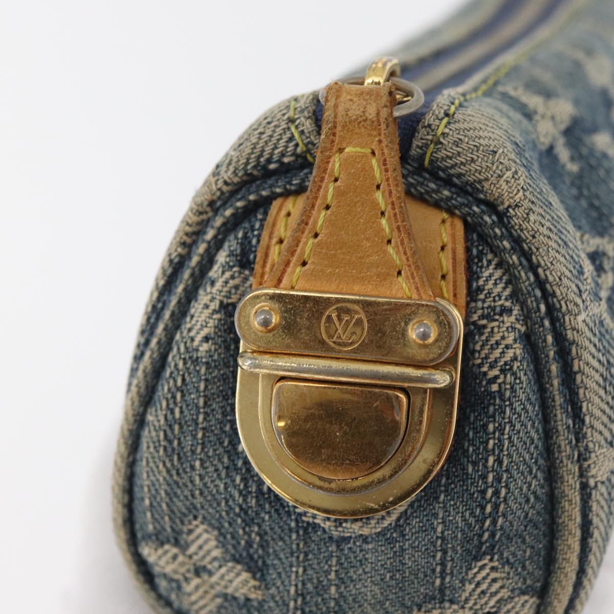 LOUIS VUITTON Monogram denim Trousse Speedy PM Pouch Blue M95082 LV Auth 167325A