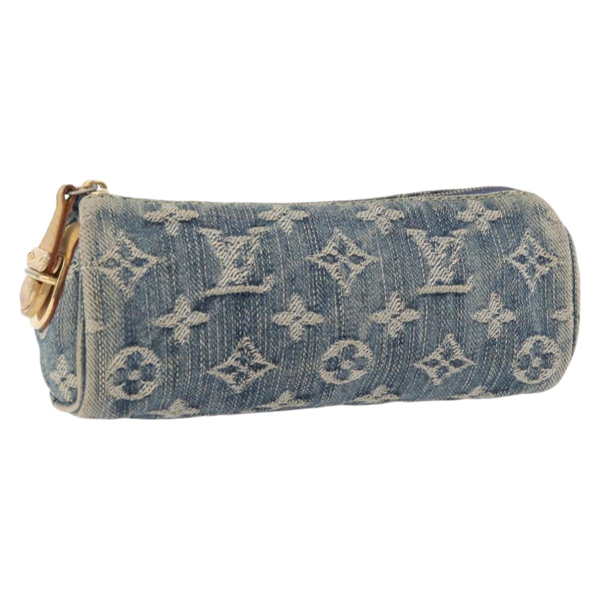 LOUIS VUITTON Monogram denim Trousse Speedy PM Pouch Blue M95082 LV Auth 167325A