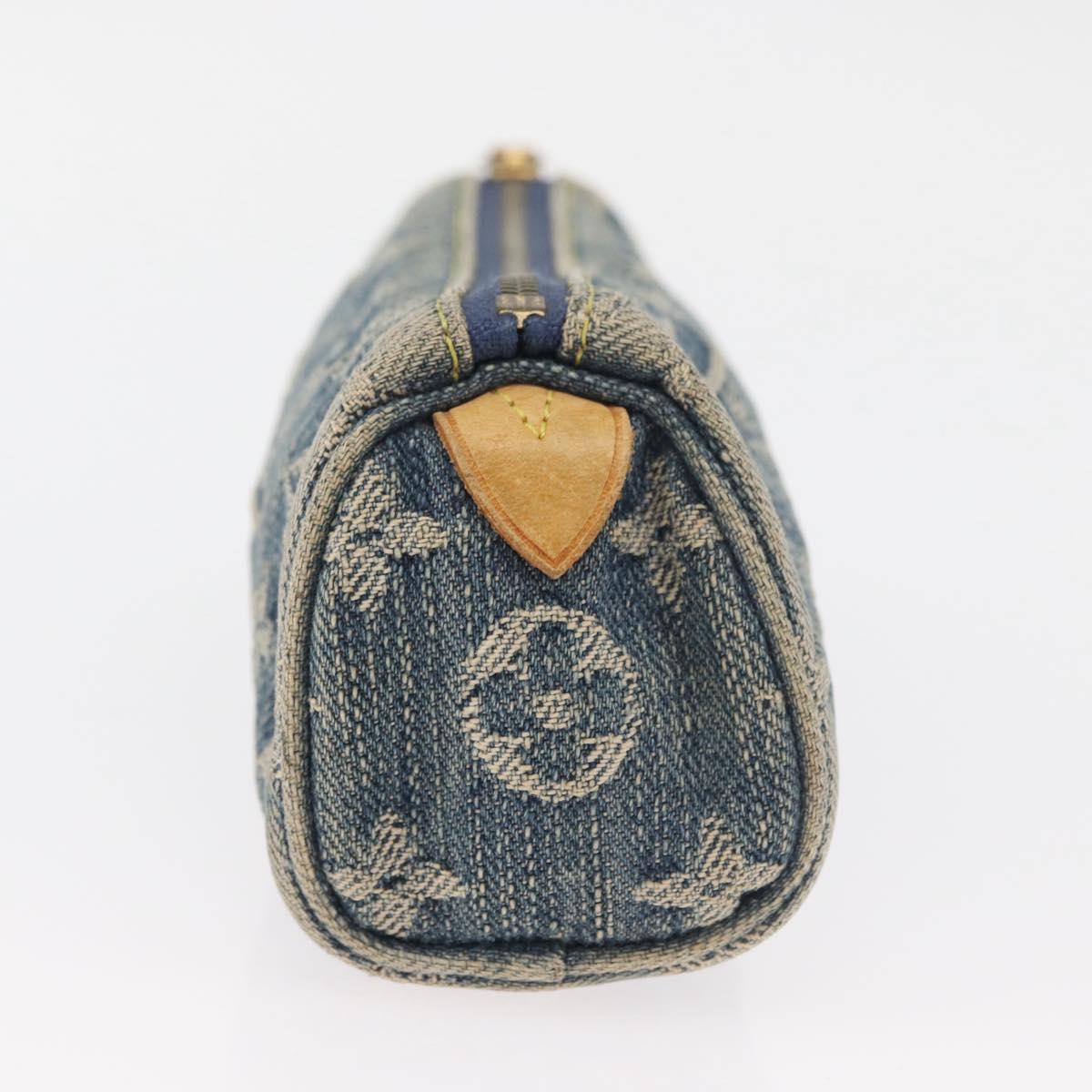 LOUIS VUITTON Monogram denim Trousse Speedy PM Pouch Blue M95082 LV Auth 167325A