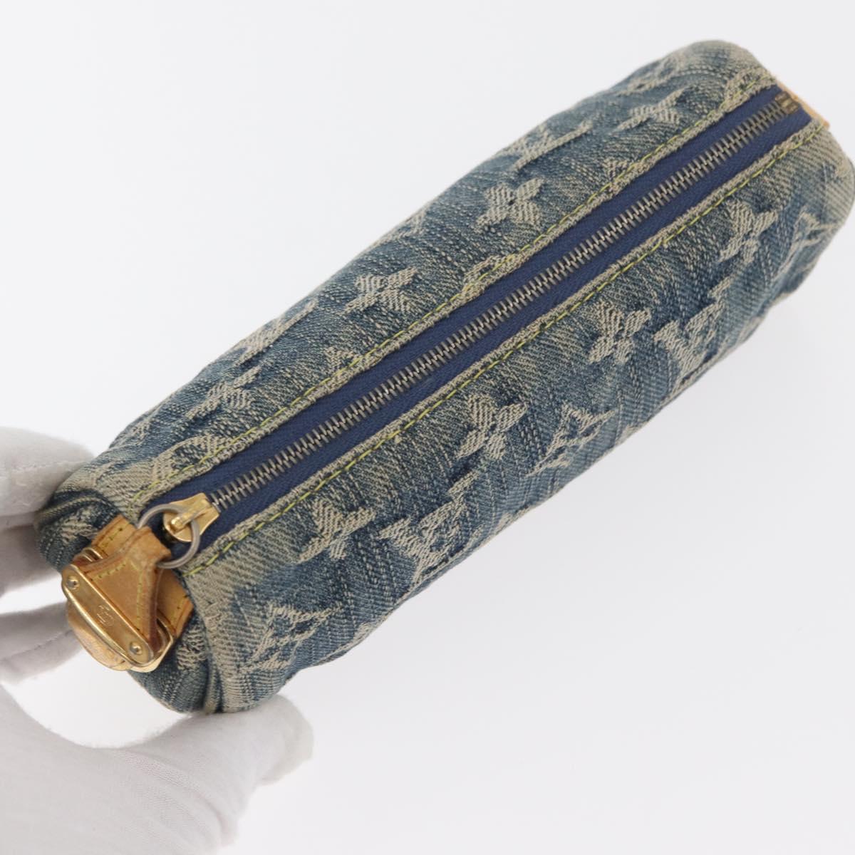 LOUIS VUITTON Monogram denim Trousse Speedy PM Pouch Blue M95082 LV Auth 167325A