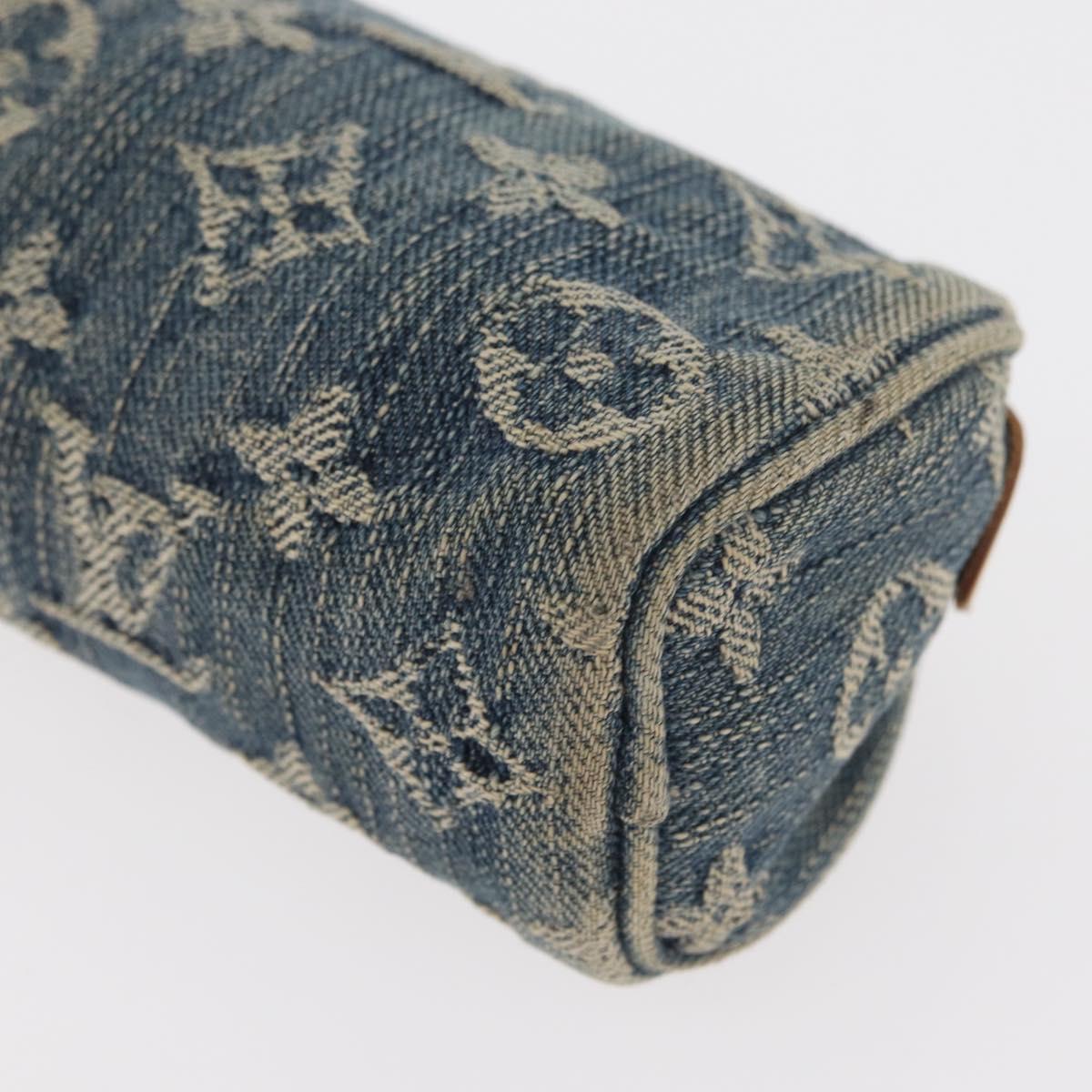 LOUIS VUITTON Monogram denim Trousse Speedy PM Pouch Blue M95082 LV Auth 167325A