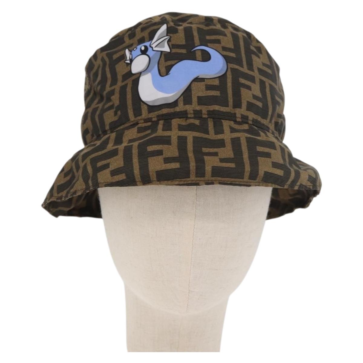 FENDI x FRGMT x POKÉMON ZUCCA Canvas Bucket Hat Mini-Dragon Brown Auth 167329SM