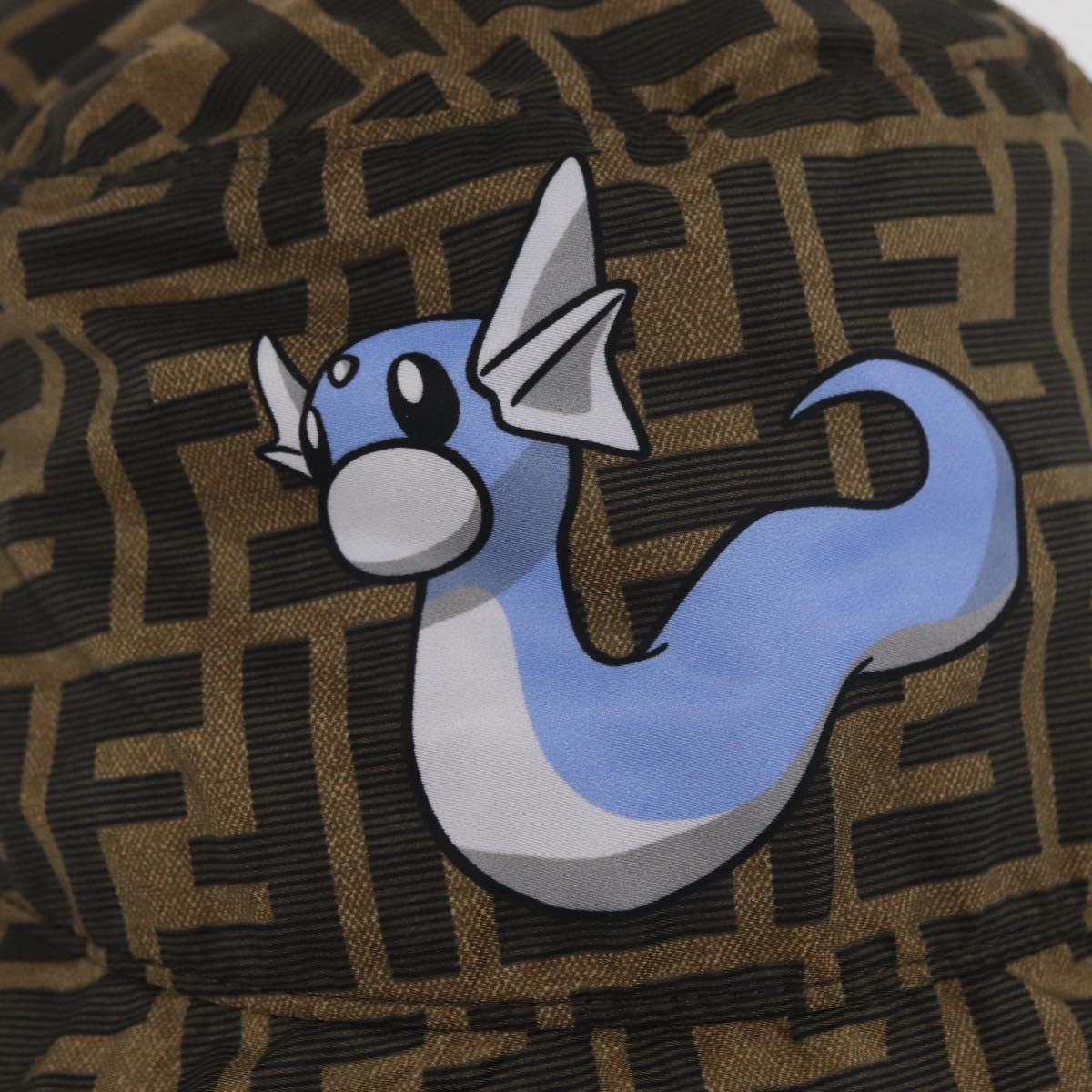 FENDI x FRGMT x POKÉMON ZUCCA Canvas Bucket Hat Mini-Dragon Brown Auth 167329SM