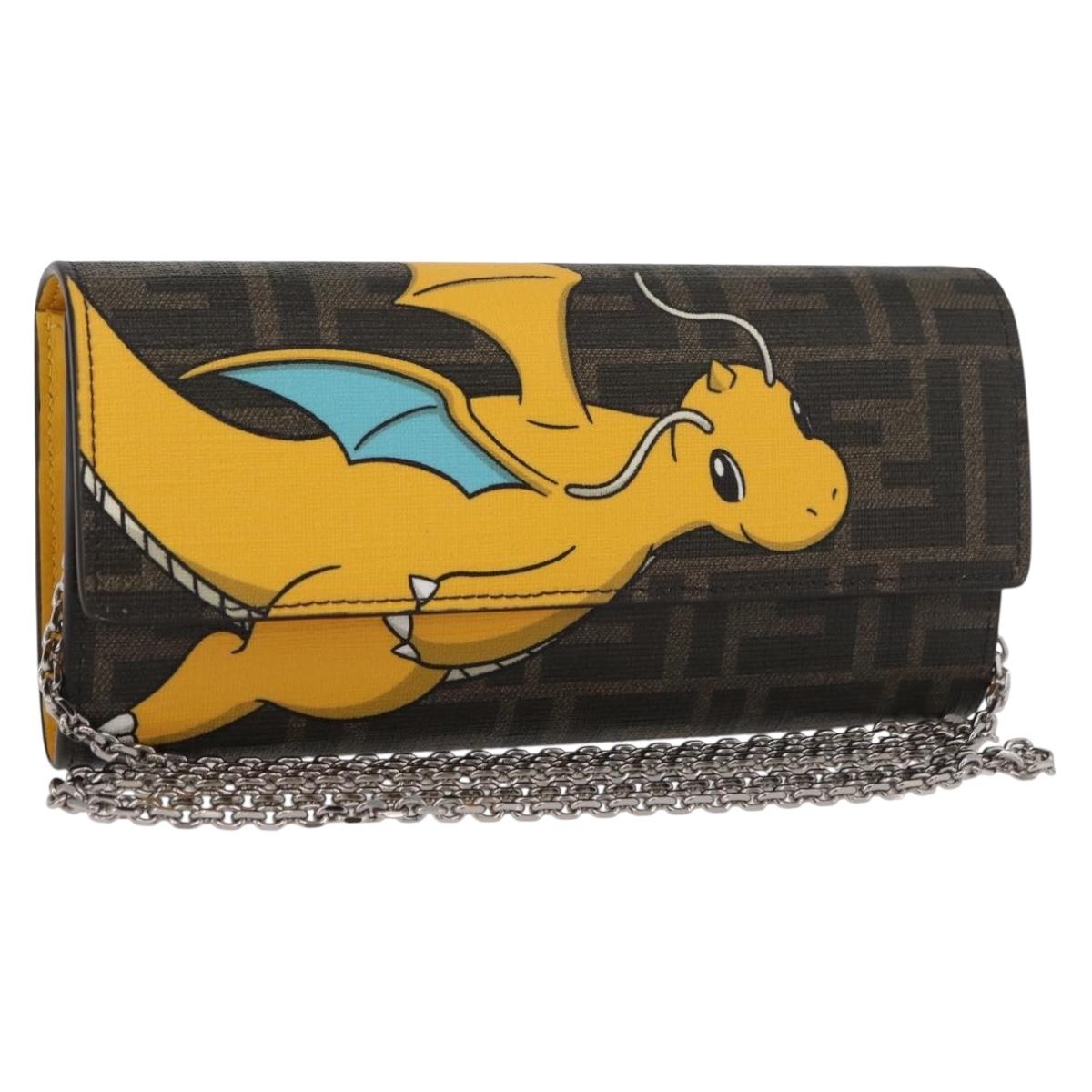 Zucca Canvas FENDI x FRGMT x POKÉMON Chain Shoulder Wallet Kairyu Auth 167330SM