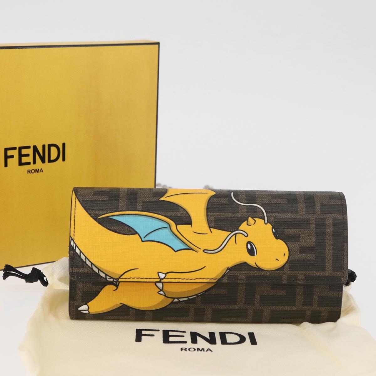 Zucca Canvas FENDI x FRGMT x POKÉMON Chain Shoulder Wallet Kairyu Auth 167330SM