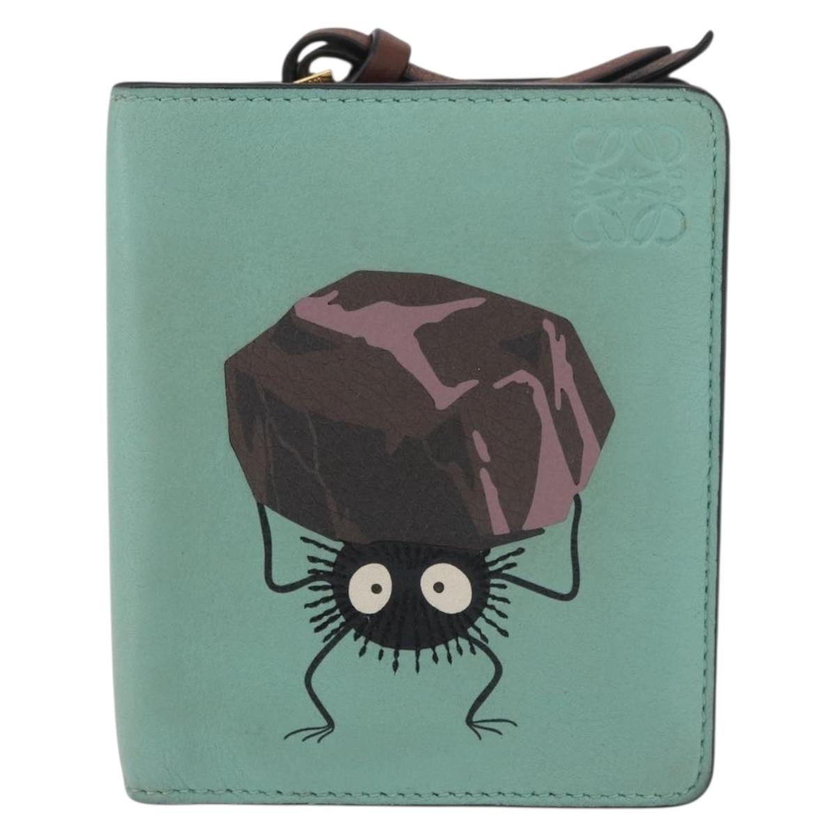 LOEWE LOEWE × Studio Ghibli Suswatari Wallet Leather Green Gold Auth 167344M