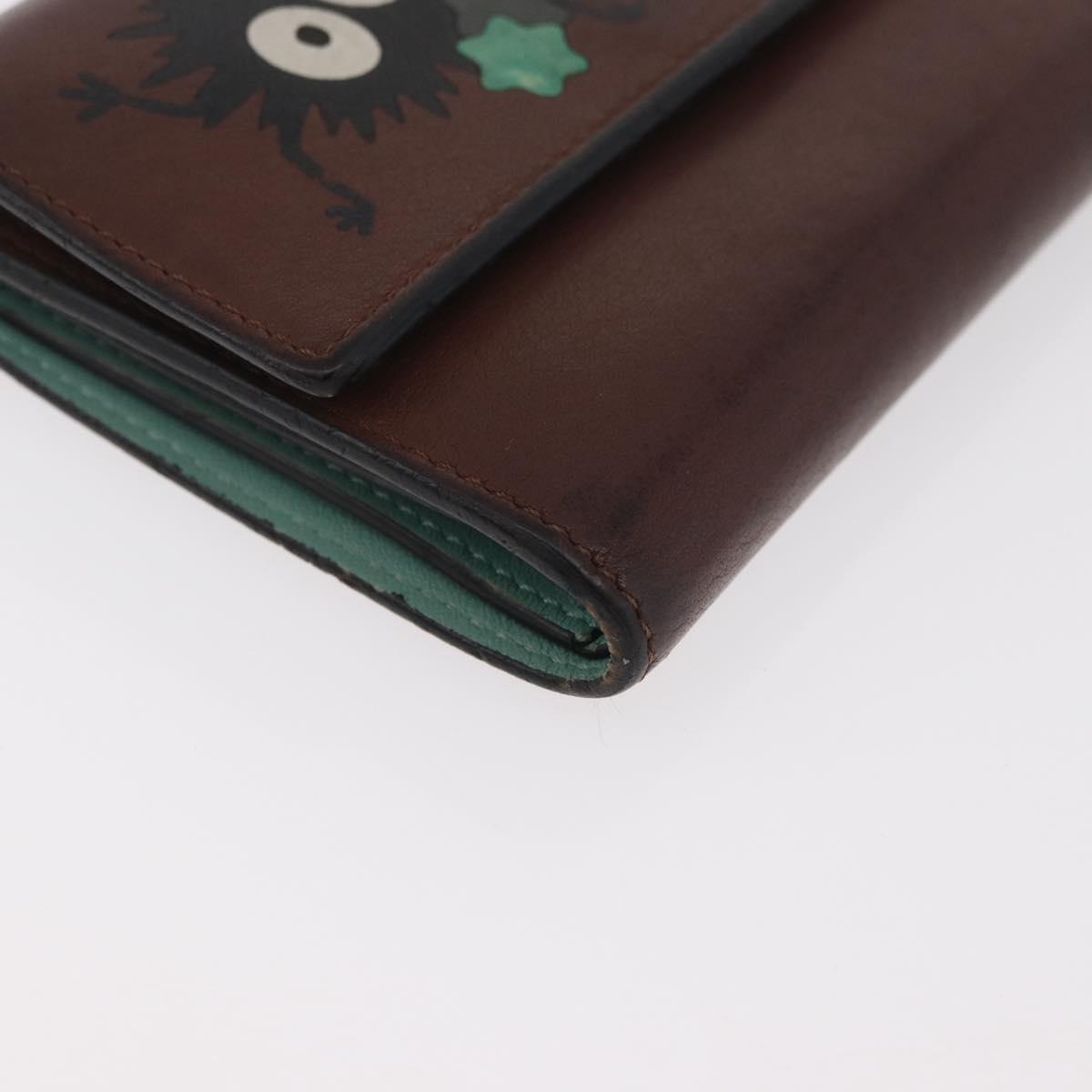 LOEWE LOEWE × Studio Ghibli Suswatari Wallet Leather Brown Gold Auth 167360A