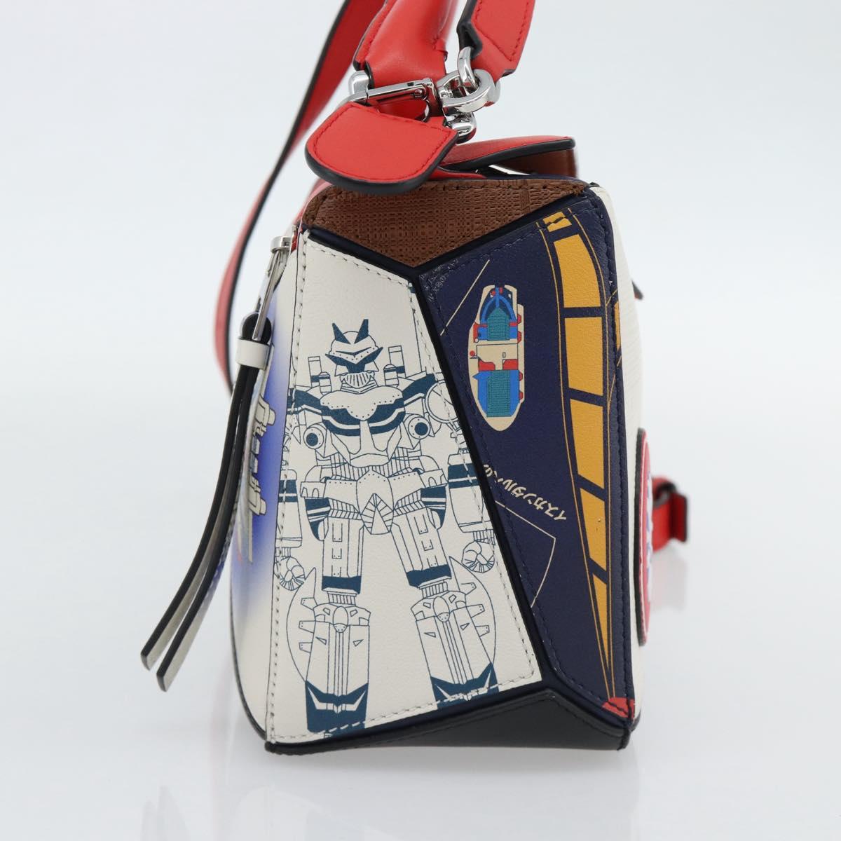 LOEWE 10th Anniversary Puzzle Bag Small Anime Bag Leather White Auth 167368SM