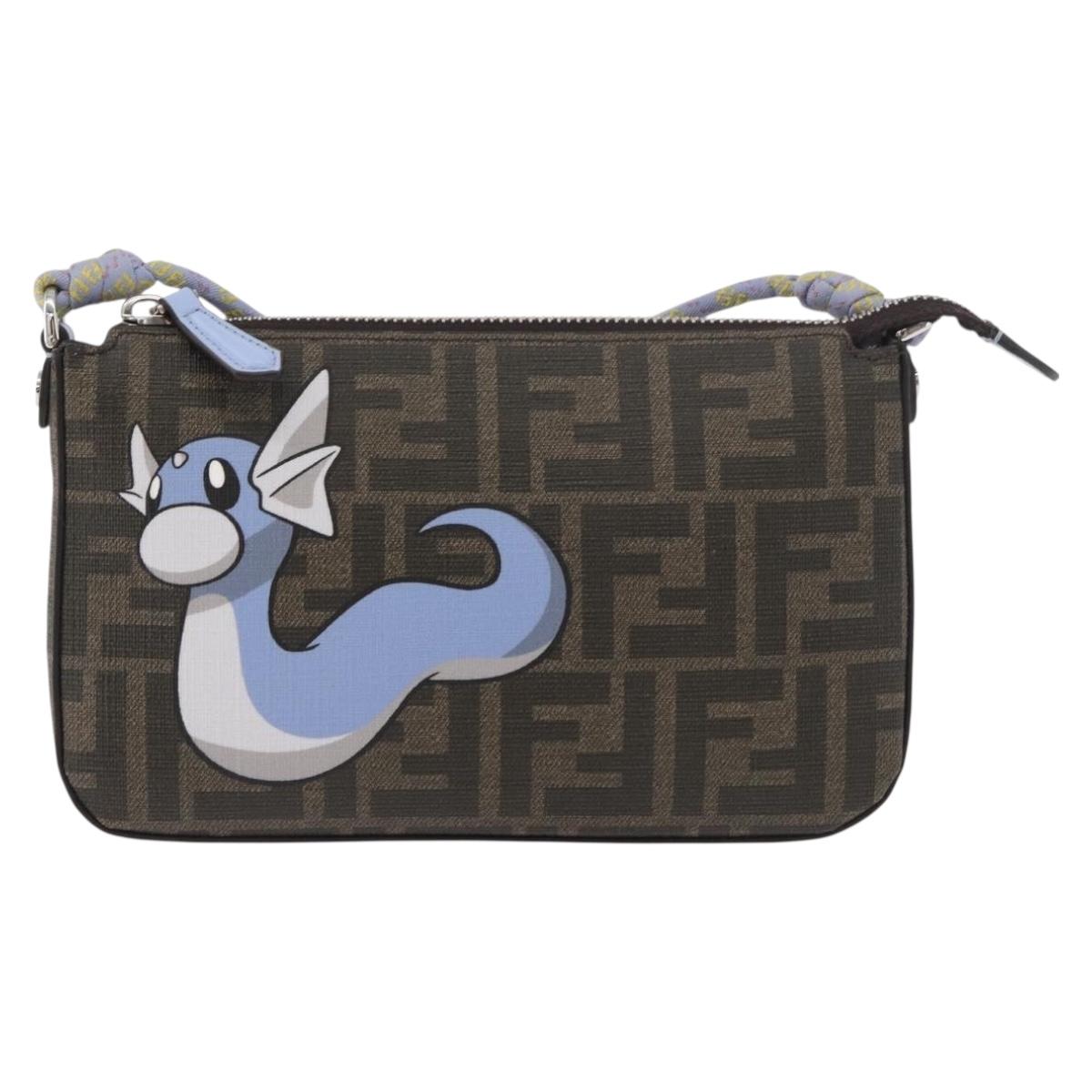 FENDI FENDI x FRGMT x POKÉMON Dratini Shoulder Bag Brown Black Auth 167373SM