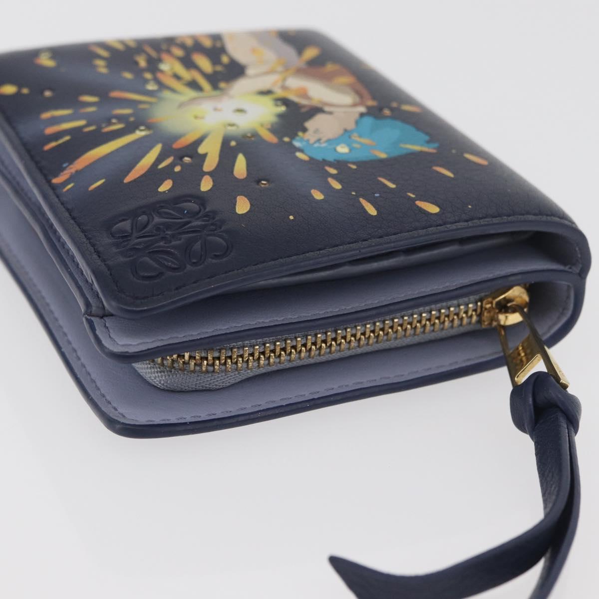 LOEWE × Studio Ghibli Howl's Moving Castle Wallet Leather Navy Auth 167377SM
