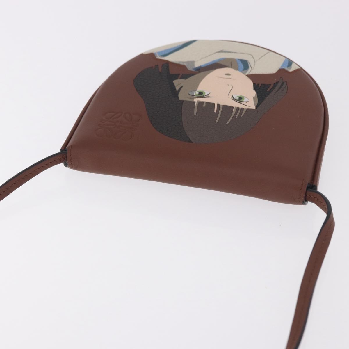 LOEWE × Studio Ghibli anagram Heel Pouch Haku Bag Leather Brown Auth 167385SM