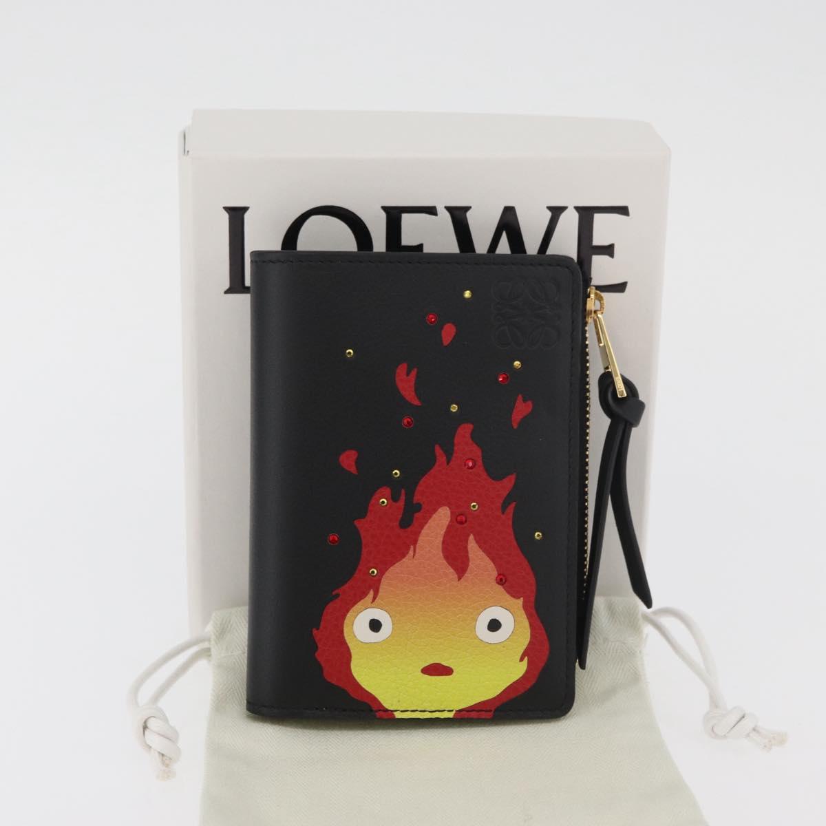 LOEWE × Studio Ghibli Howl's Moving Castle Wallet Leather Black Auth 167387SM