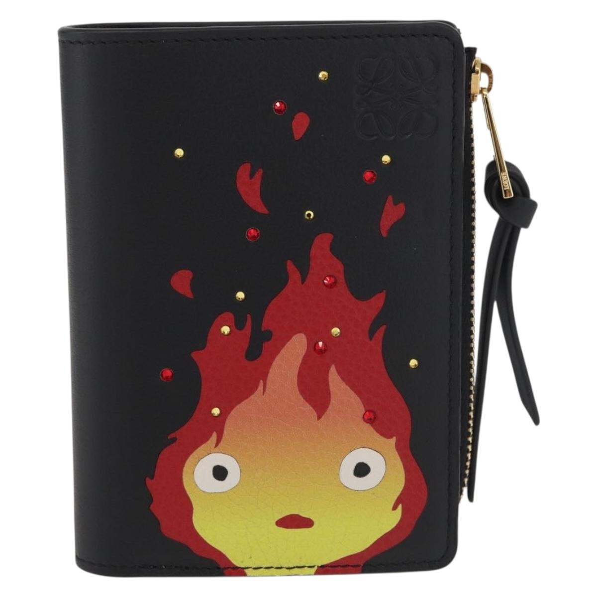 LOEWE × Studio Ghibli Howl's Moving Castle Wallet Leather Black Auth 167387SM