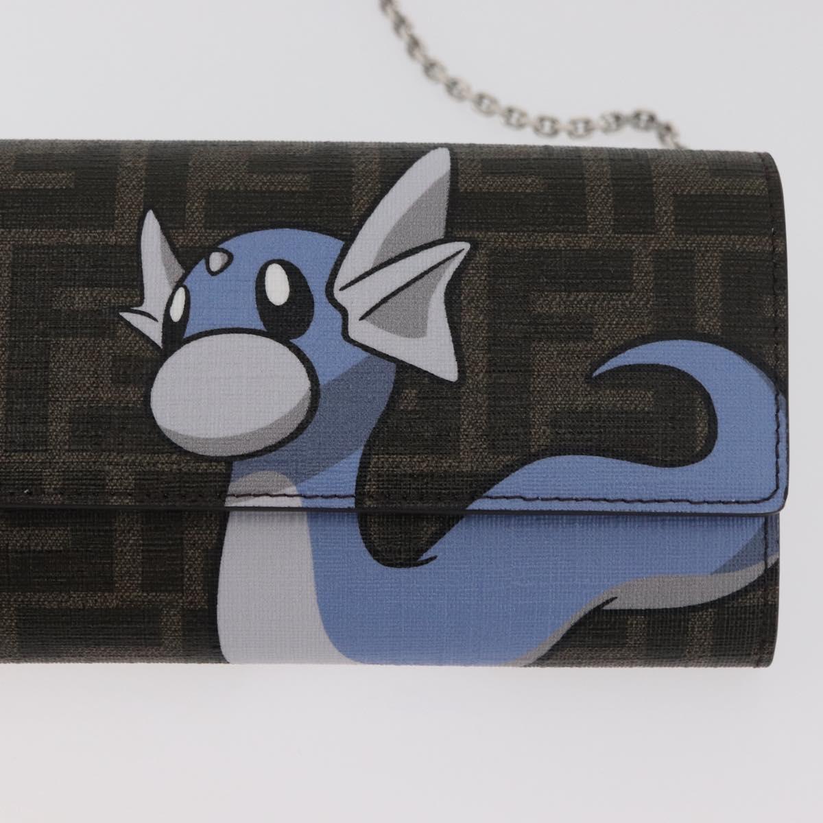 FENDI FENDI x FRGMT x POKÉMON Zucca Canvas Chain Wallet Mini Ryu Auth 167391SM