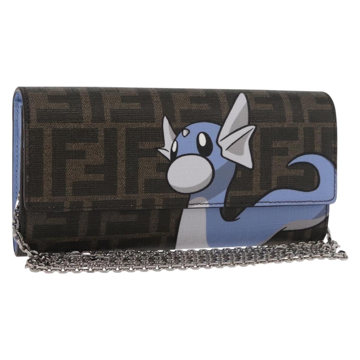 FENDI FENDI x FRGMT x POKÉMON Zucca Canvas Chain Wallet Mini Ryu Auth 167391SM