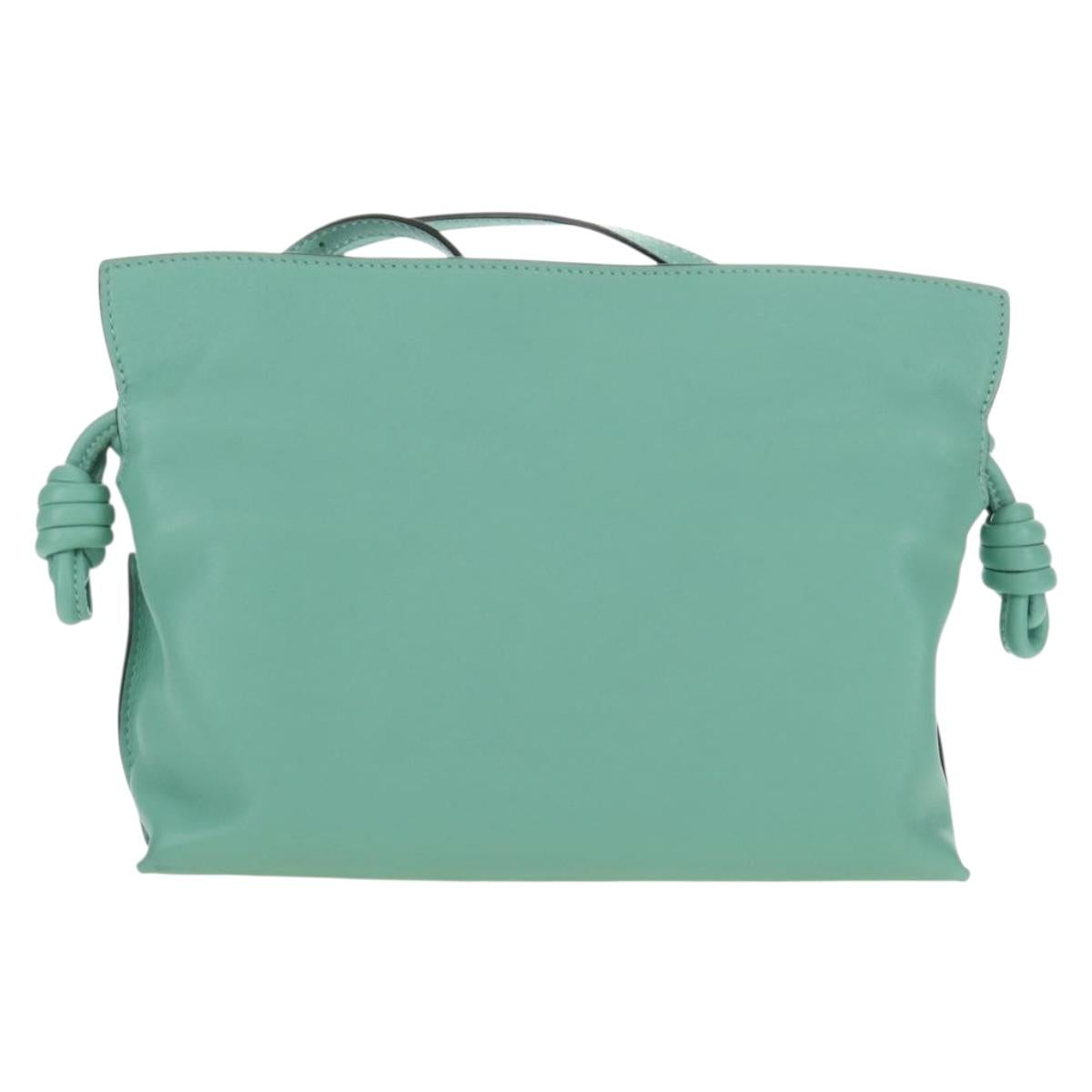 LOEWE × Ghibli Spirited Away Flamenco Clutch Mini Leather Green Auth 167395SM