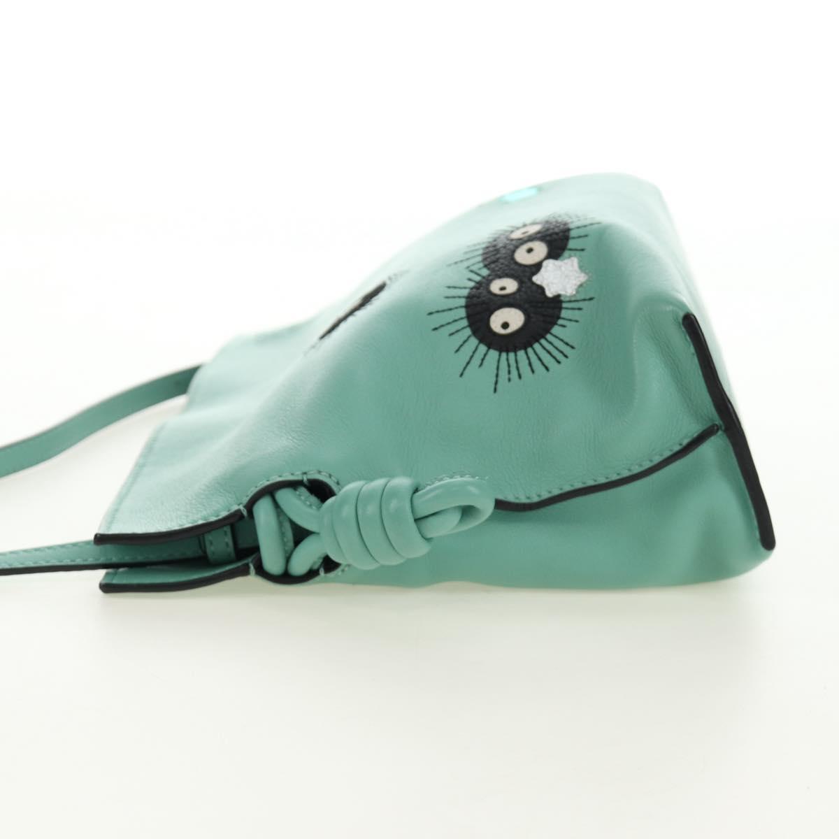 LOEWE × Ghibli Spirited Away Flamenco Clutch Mini Leather Green Auth 167395SM