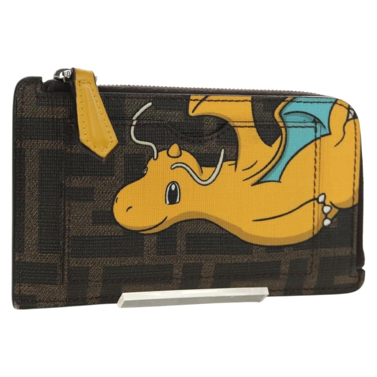FENDI x FRGMT x POKÉMON Zucca Canvas Dragonfly Coin Purse Black Auth 167396M