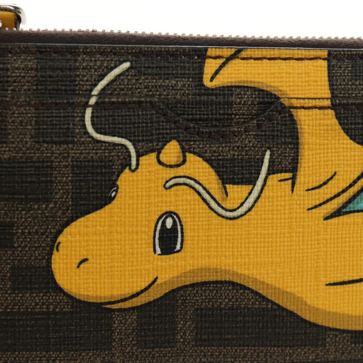FENDI x FRGMT x POKÉMON Zucca Canvas Dragonfly Coin Purse Black Auth 167396M